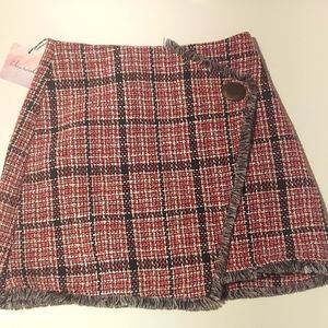 Chicwish Red and Black Plaid Mini Skirt